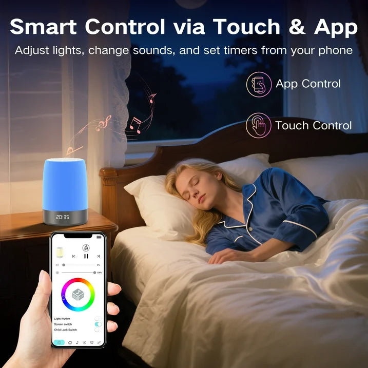 FETERVIC White Noise Machine with Night Light& Alarm Clock – 32 Soothing Sounds, Smart App Control, Timer & Memory, Portable Sleep Sound Machine for Baby, Adults & Travel