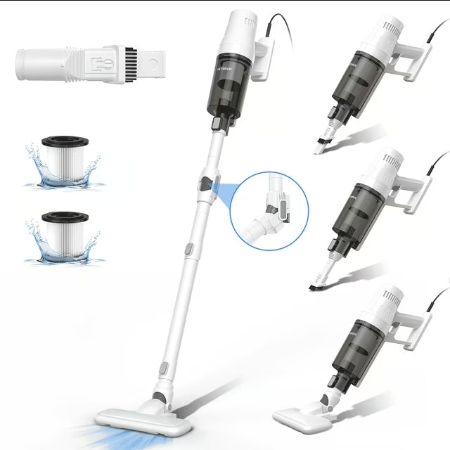FETERVIC Corded Stick Vacuum Cleaner, 600W 15Kpa Suction, 4-in-1 Lightweight Vacuum with Bendable Wand for Home, Pet Hair, Carpet & Hard Floors