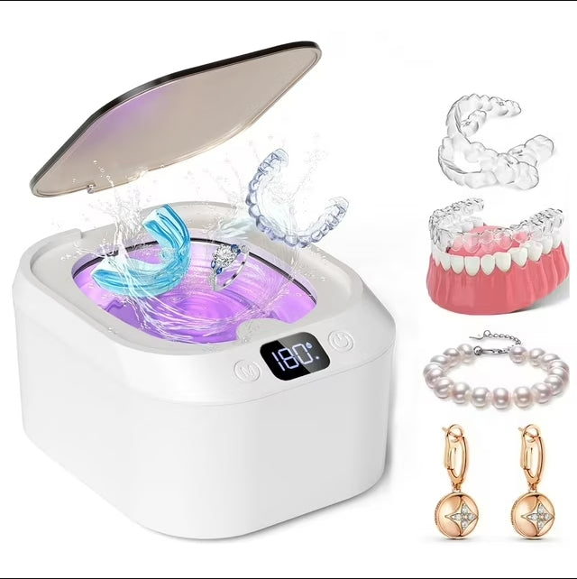 FETERVIC 48kHz Ultrasonic Retainer Cleaner Machine with 220ML, 3 Modes, Ultrasonic Denture Cleaner for Mouth Guard, Aligners