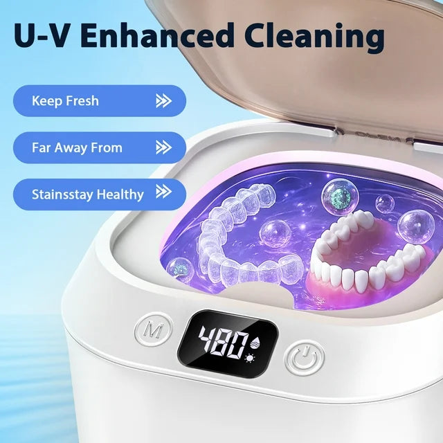 FETERVIC 48kHz Ultrasonic Retainer Cleaner Machine with 220ML, 3 Modes, Ultrasonic Denture Cleaner for Mouth Guard, Aligners