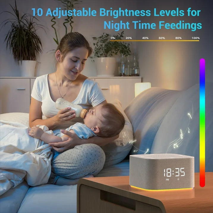 FETERVIC White Noise Sound Machine with Nightlight & Alarm Clock, Sound Machine for Sleep with 32 Soothing Sounds, Adjustable Volume Brightness, Timer for Bedrooms - Ideal for Sleep Relaxation