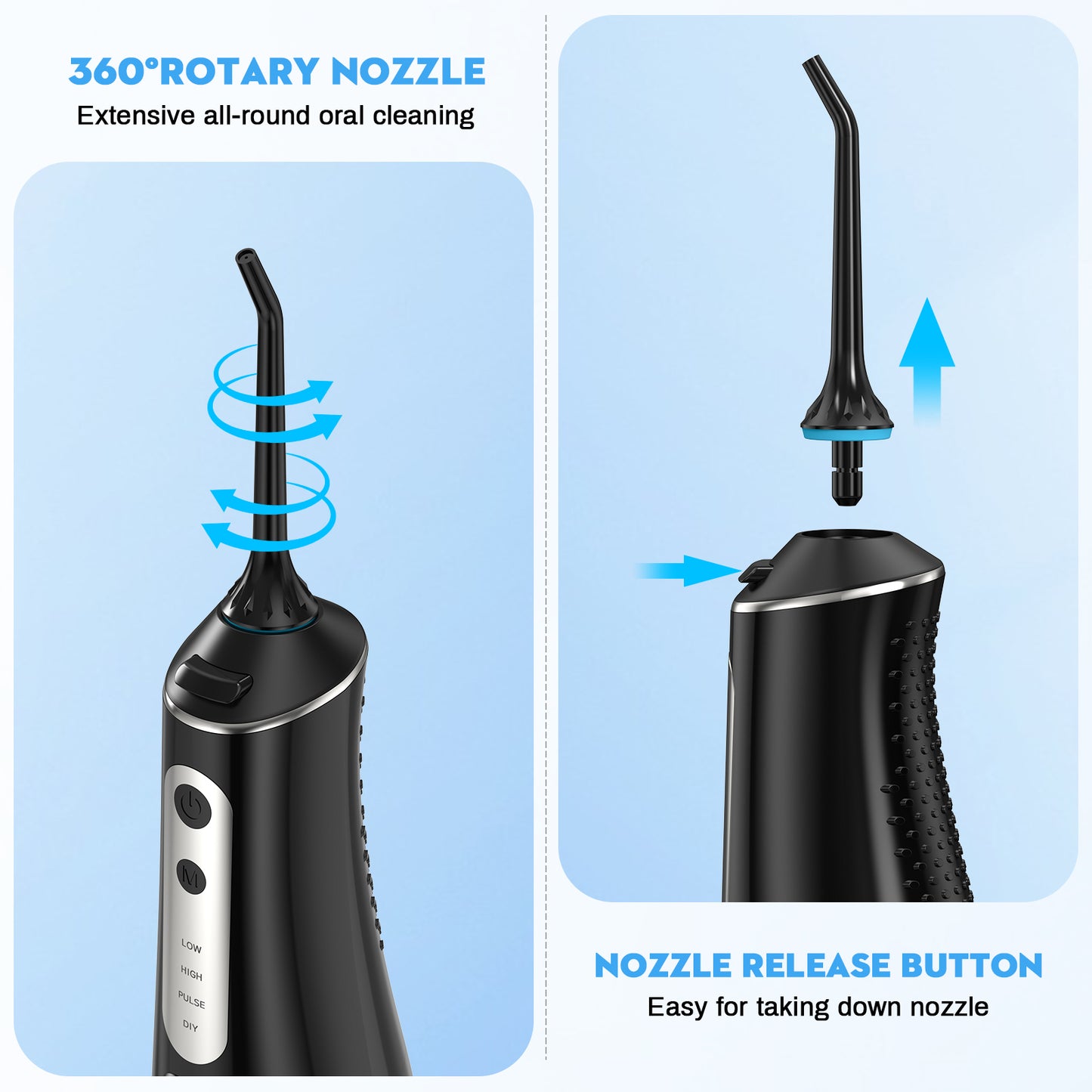 FETERVIC Cordless Water Flosser for Teeth, 300ML Tank, 4 Modes, 5 Tips, Rechargeable Oral Irrigator for Braces & Travel