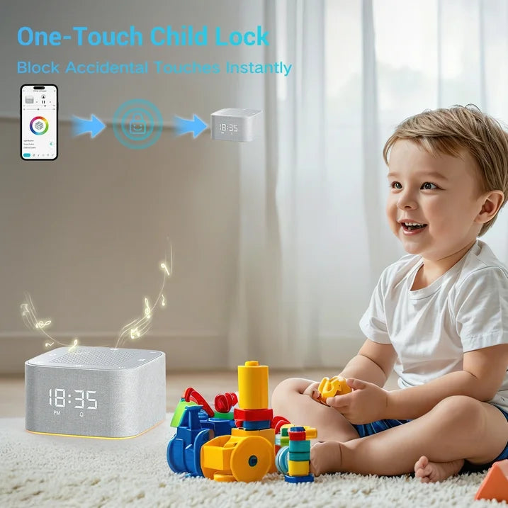 FETERVIC White Noise Sound Machine with Nightlight & Alarm Clock, Sound Machine for Sleep with 32 Soothing Sounds, Adjustable Volume Brightness, Timer for Bedrooms - Ideal for Sleep Relaxation