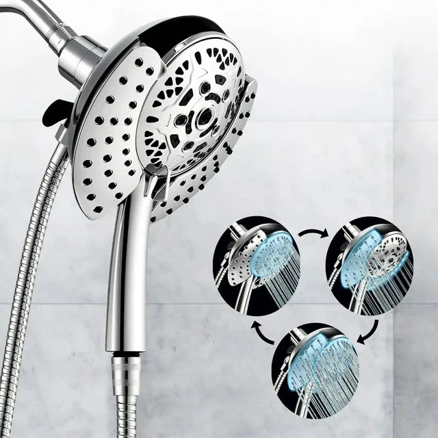 FETERVIC 2-in-1 Shower Head High Pressure with Rainfall Showerhead Handheld Showerheads Detachable Shower Heads with Hose 2.5GPM Double Shower Heads Combo