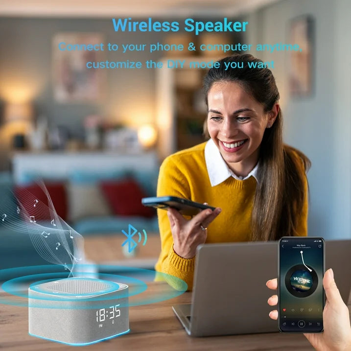 FETERVIC White Noise Sound Machine with Nightlight & Alarm Clock, Sound Machine for Sleep with 32 Soothing Sounds, Adjustable Volume Brightness, Timer for Bedrooms - Ideal for Sleep Relaxation