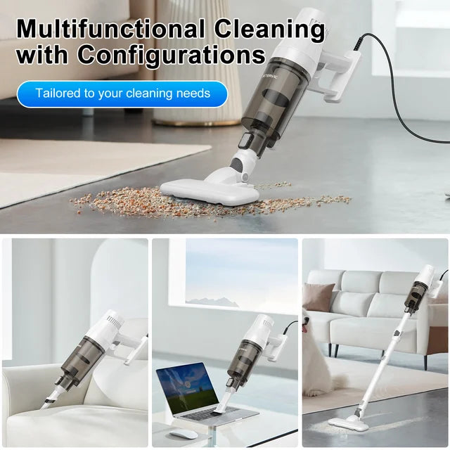 FETERVIC Corded Stick Vacuum Cleaner, 600W 15Kpa Suction, 4-in-1 Lightweight Vacuum with Bendable Wand for Home, Pet Hair, Carpet & Hard Floors