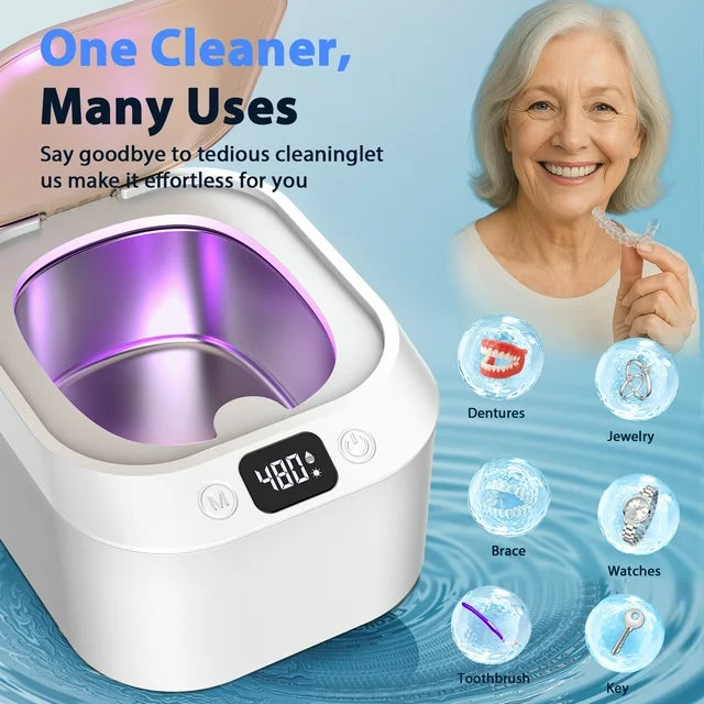 FETERVIC 48kHz Ultrasonic Retainer Cleaner Machine with 220ML, 3 Modes, Ultrasonic Denture Cleaner for Mouth Guard, Aligners