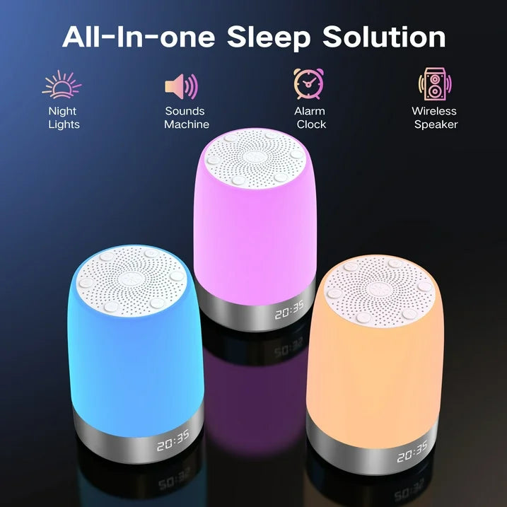 FETERVIC White Noise Machine with Night Light& Alarm Clock – 32 Soothing Sounds, Smart App Control, Timer & Memory, Portable Sleep Sound Machine for Baby, Adults & Travel