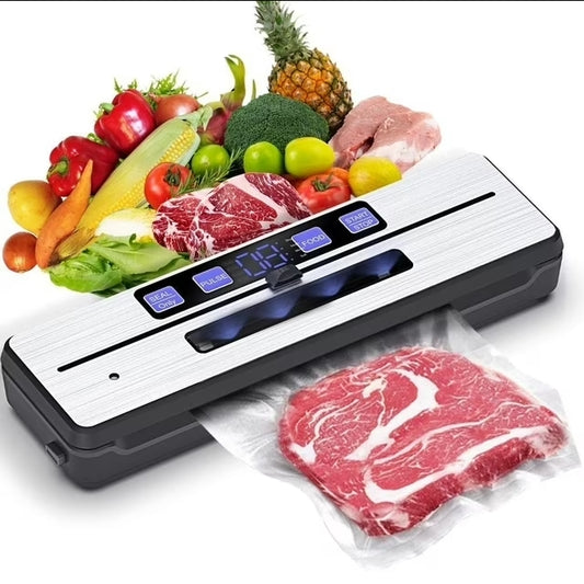 FETERVIC 8 in 1 Food Vacuum Sealer Machine 90KPA 130W with Built-in Cutter, LED Digital display, 6 Food Sealer Modes for Food Storage with 20Pcs Seal Bags Kit