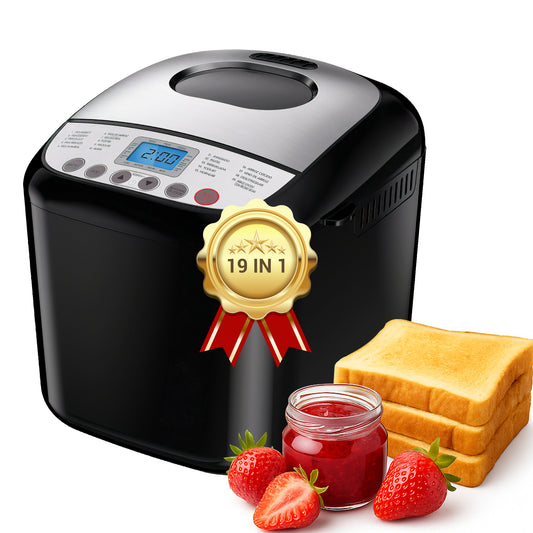 FETERVIC 19-IN-1 Bread Maker, 2LB Bread Machine Nonstick Ceramic Pan Bread Maker Machine for Gluten Free/Dough Maker/Dried Meat Floss/Jam/Yogurt, Breadmaker Recipe,Black