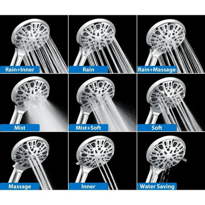 FETERVIC 2-in-1 Shower Head High Pressure with Rainfall Showerhead Handheld Showerheads Detachable Shower Heads with Hose 2.5GPM Double Shower Heads Combo
